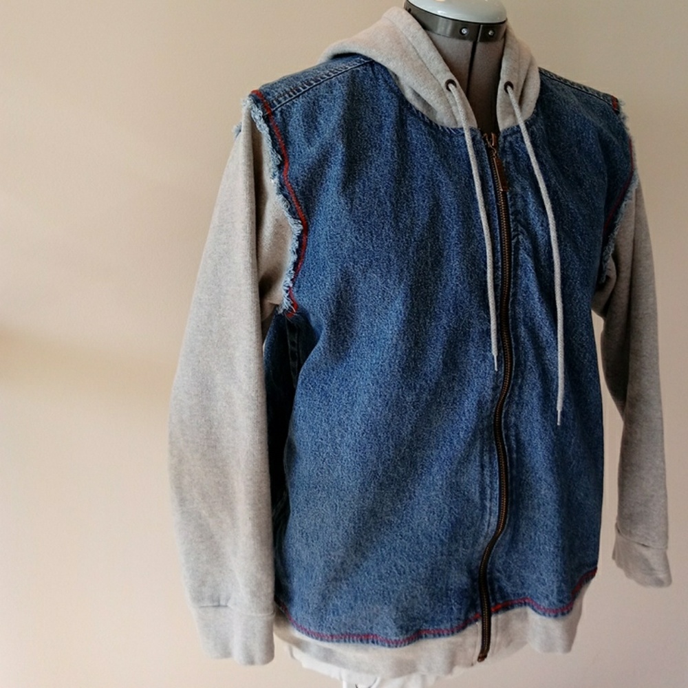 Sweatshirt Jean Jacket (Hooded)